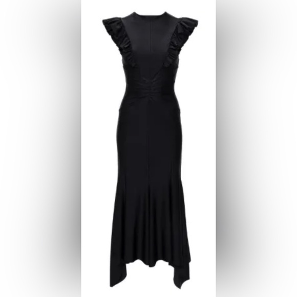 NWT Philosophy Di Lorenzo Serafini ruffle-trim fluted maxi dress IT 42